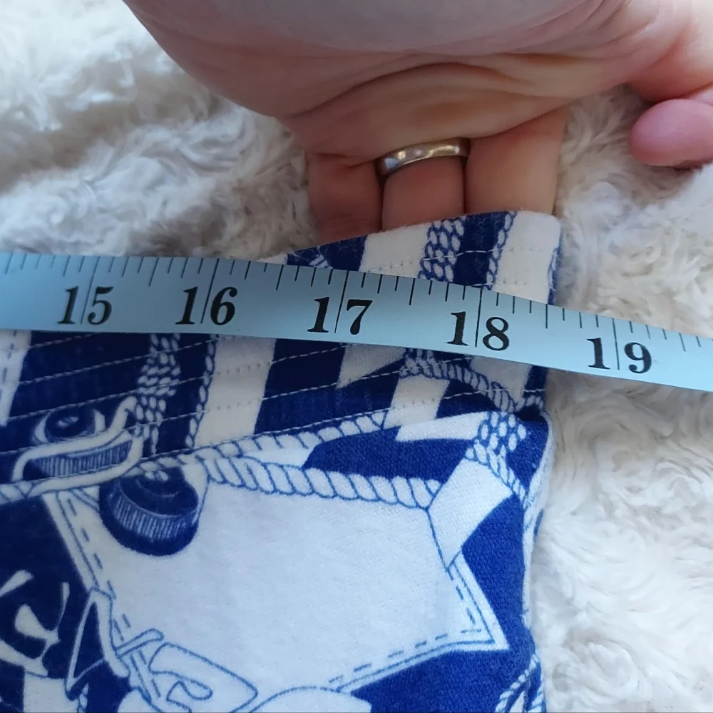 Blue & White Seafaring Nautical Circle Skirt Med Cruise Travel Coastal Resort